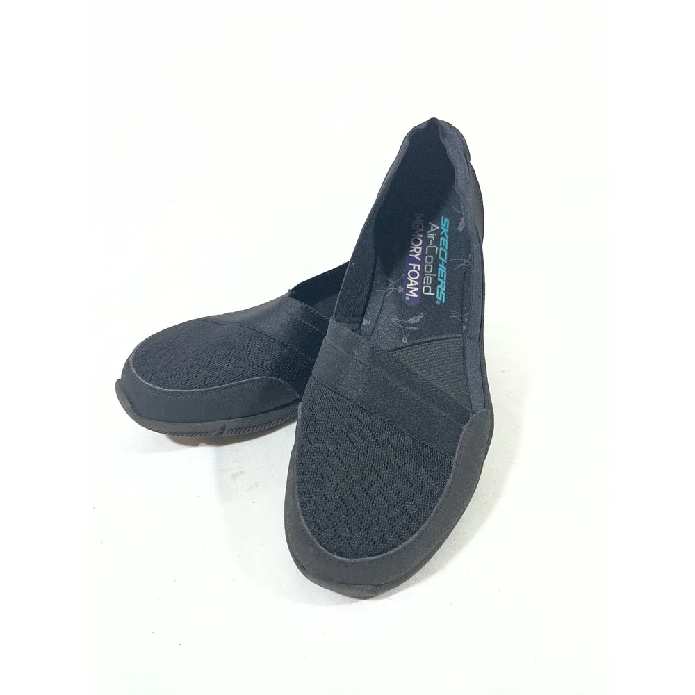 Skechers Air-Cooled Memory Foam Slip On Comfort Walking Shoes Women 7.5 Black